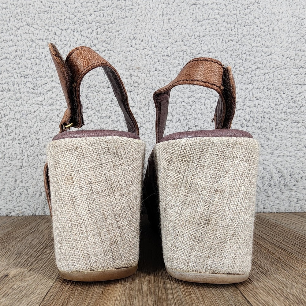 Antelope Sz 36 US 6 Slingback Wedge Sandals Brown Leather Strappy Platform Shoes - Picture 11 of 12